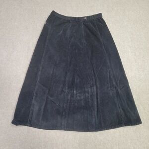 Orvis‎ A-Line Skirt Womens Size 12 Black Curdoroy Midi Casual Pockets Preppy Y2K